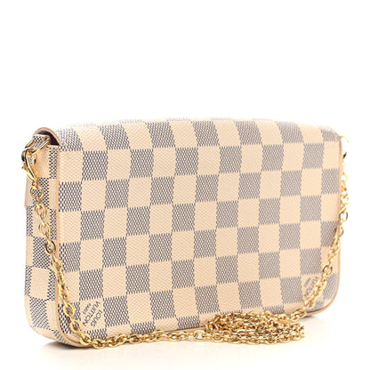 Louis Vuitton Damier Azur Pochette Felicie Chain Wallet Rose Ballerine 4 of 10