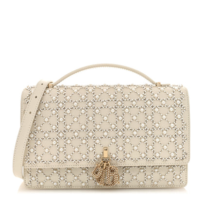 Christian Dior Calfskin Pearl Cannage My Dior Top Handle Clutch Latte 1 of 9