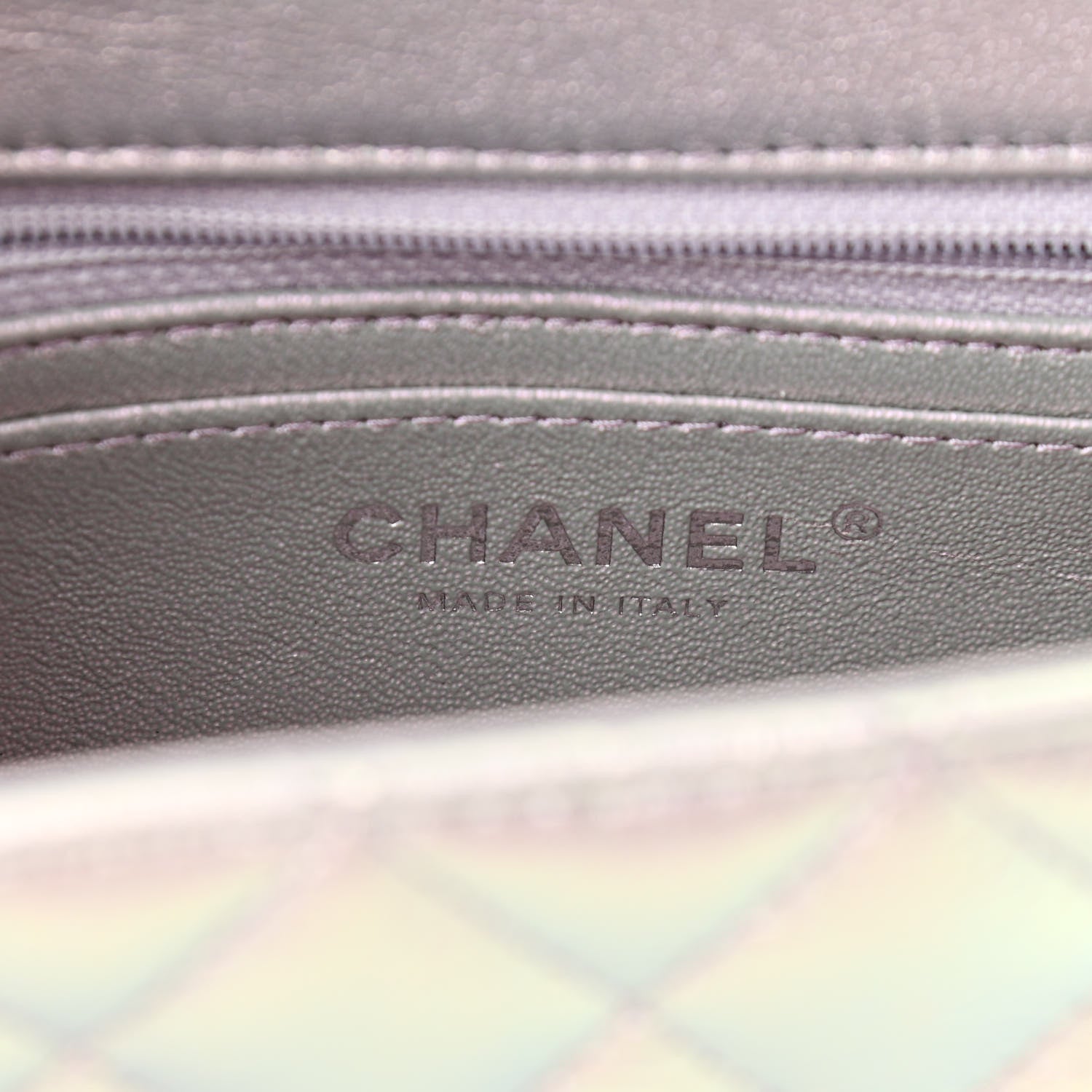 Chanel Iridescent Calfskin Quilted Mini Rectangular Flap Light Purple 6 of 11