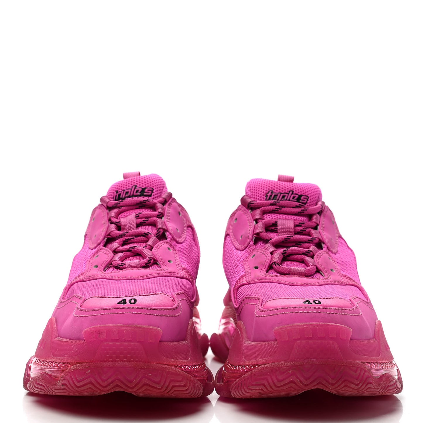 Fabric Mesh Clear Sole Fluo Womens Triple S Sneakers 40 Pink