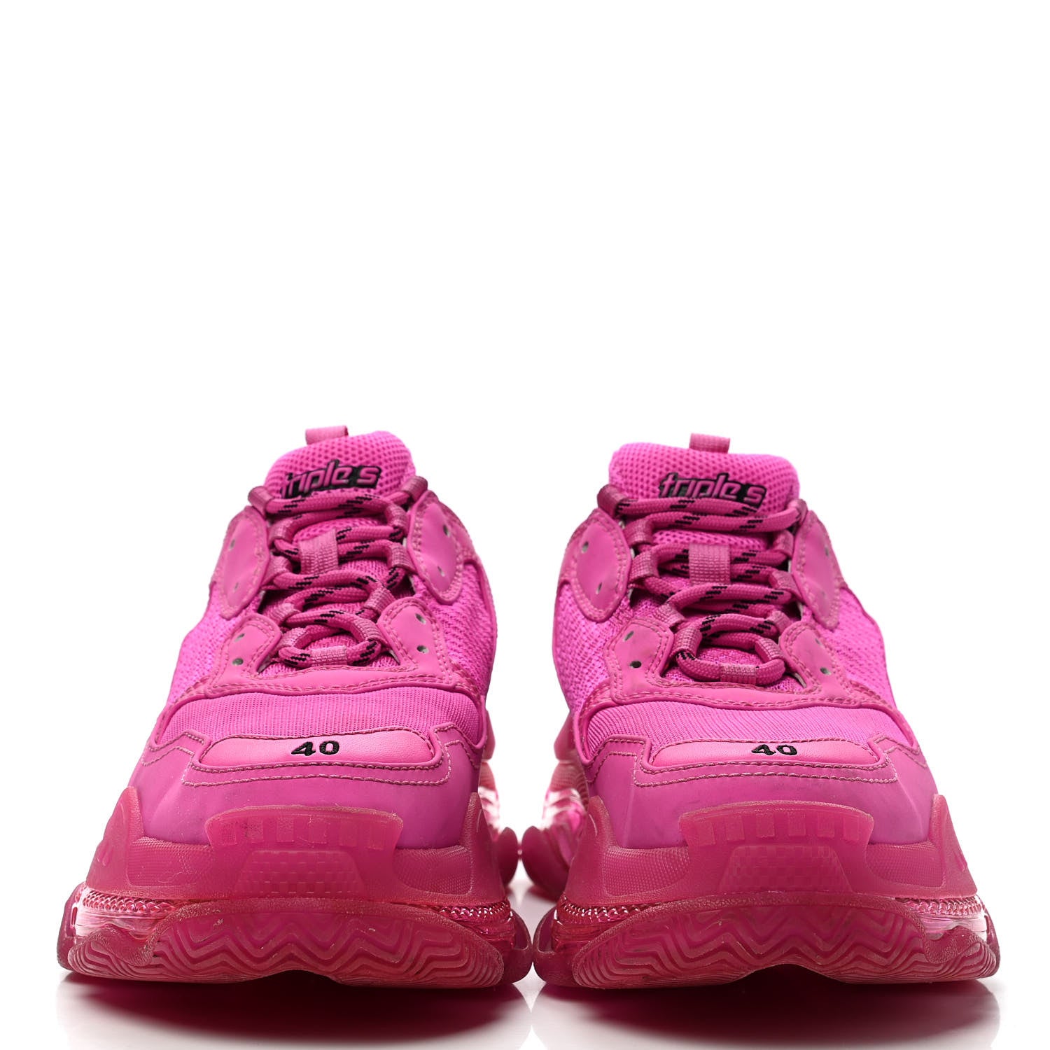 Balenciaga Fabric Mesh Clear Sole Fluo Womens Triple S Sneakers 40 Pink 2 of 11