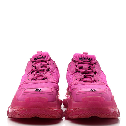 Balenciaga Fabric Mesh Clear Sole Fluo Womens Triple S Sneakers 40 Pink 2 of 11