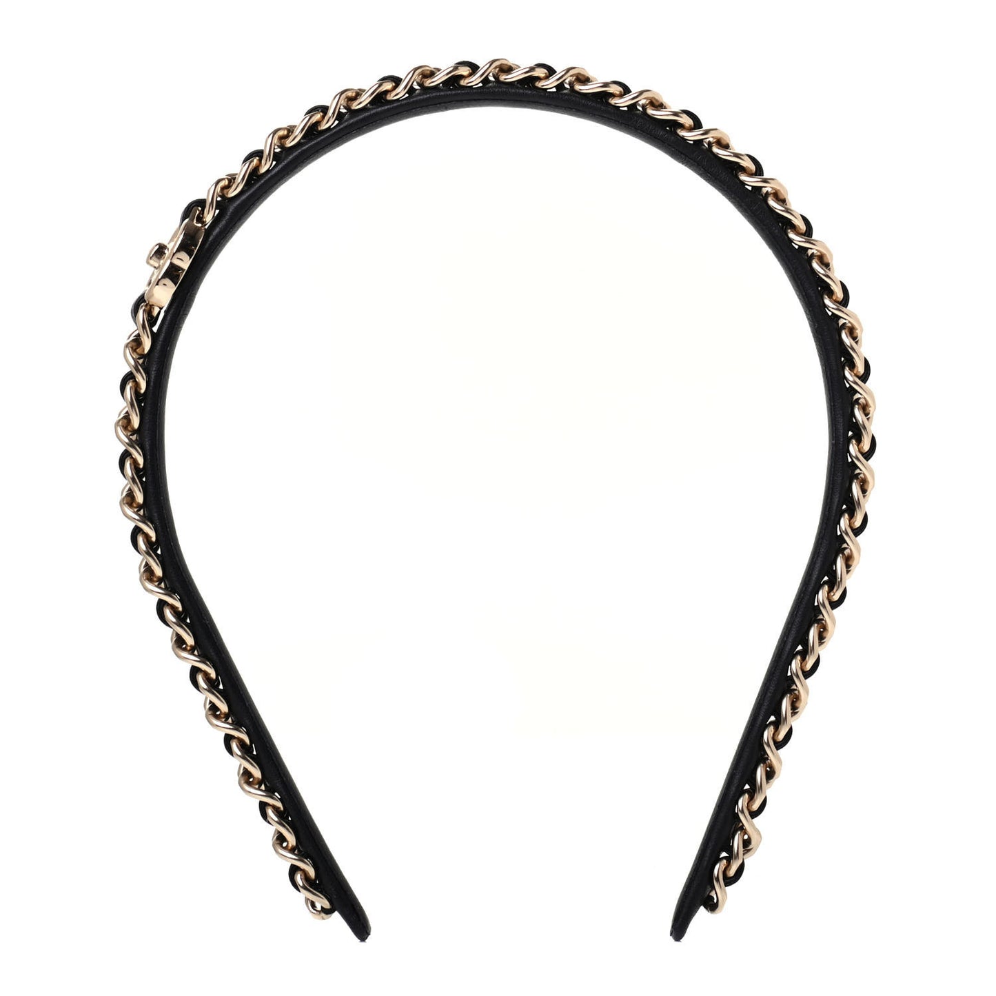Metal Lambskin Chain CC Headband Black Gold