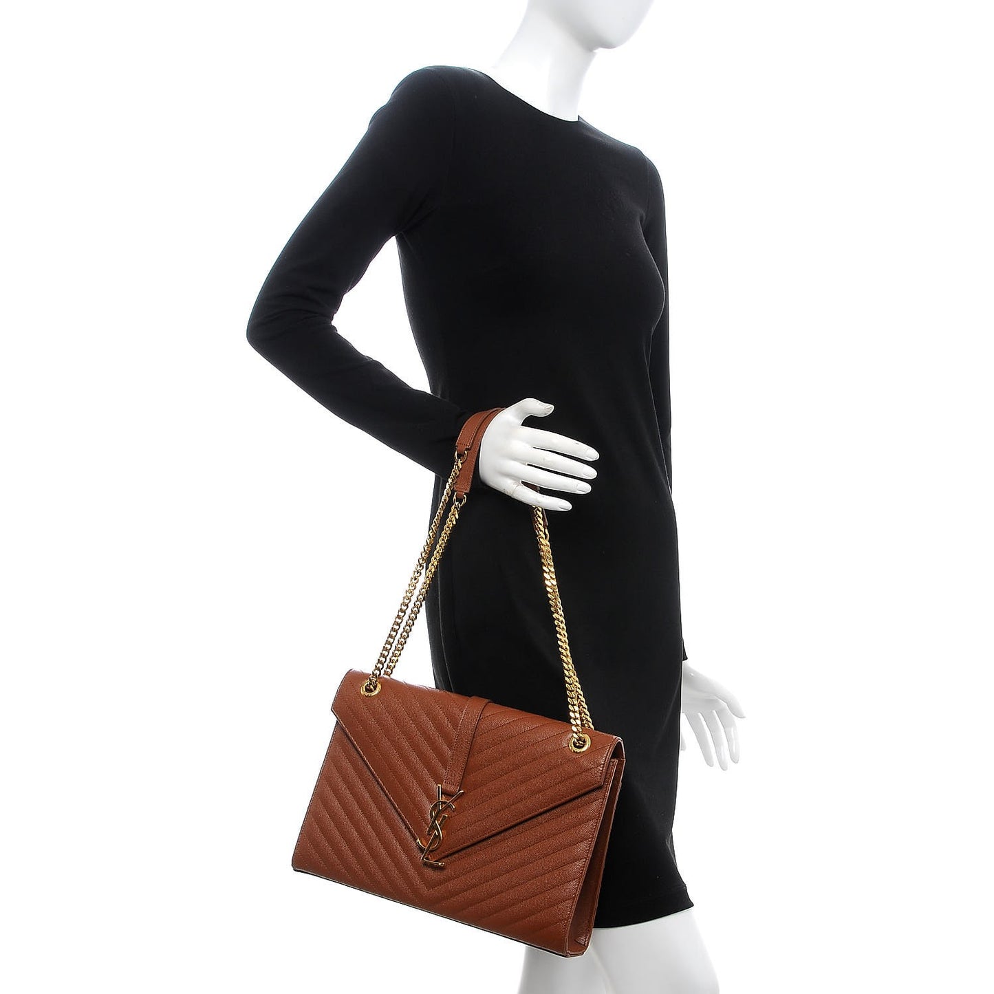 Grain De Poudre Matelasse Chevron Large Monogram Satchel Brown