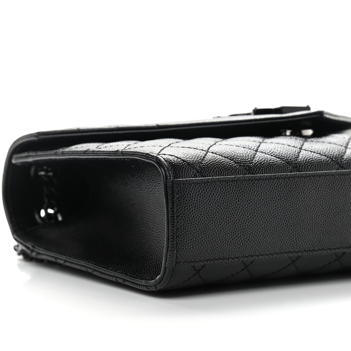 Grain De Poudre Textured Mixed Matelasse Triquilt Medium Monogram Satchel Black