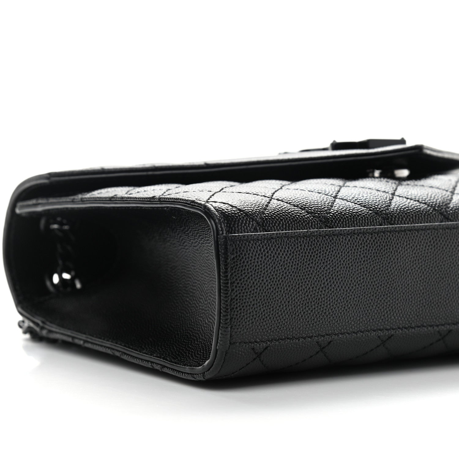 Saint Laurent Grain De Poudre Textured Mixed Matelasse Triquilt Medium Monogram Satchel Black 9 of 10