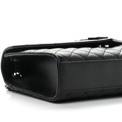 Saint Laurent Grain De Poudre Textured Mixed Matelasse Triquilt Medium Monogram Satchel Black 9 of 10