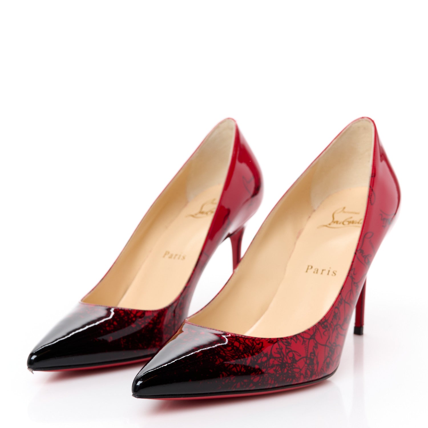 Christian Louboutin Patent Logo Degrade Decollete 554 85 Pumps 37 Black Loubi 3 of 9
