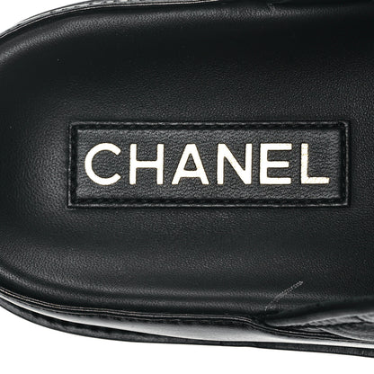 Chanel Lambskin Quilted Velcro Dad Chain CC Slide Sandals 41 Black 7 of 10