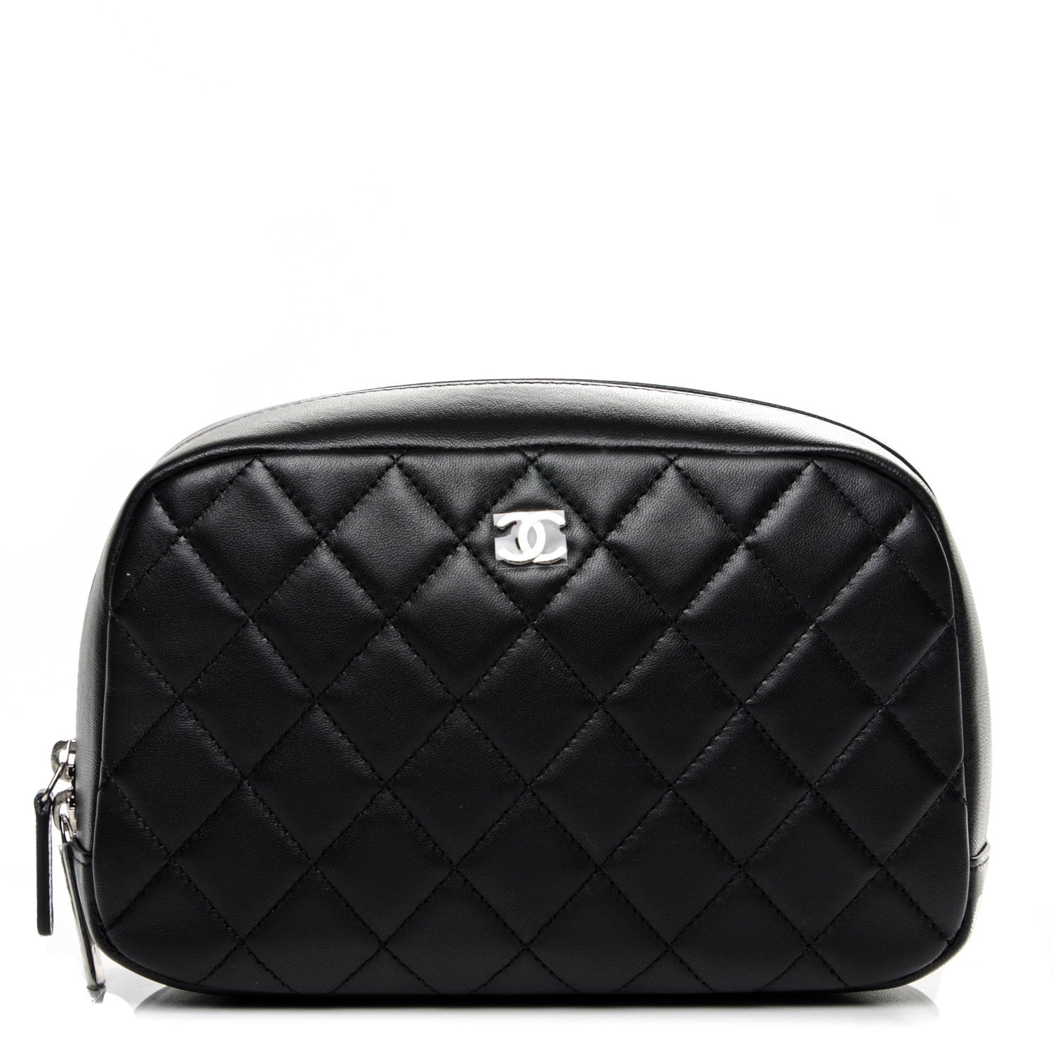 Chanel Lambskin Quilted Medium Curvy Pouch Cosmetic Case Black 1 of 7