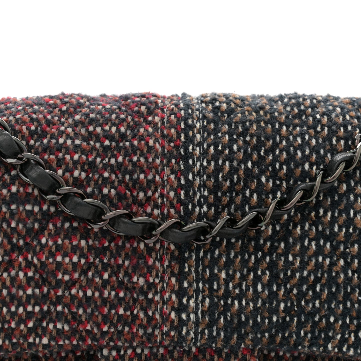 Tweed Quilted Medium Double Flap Navy White Red