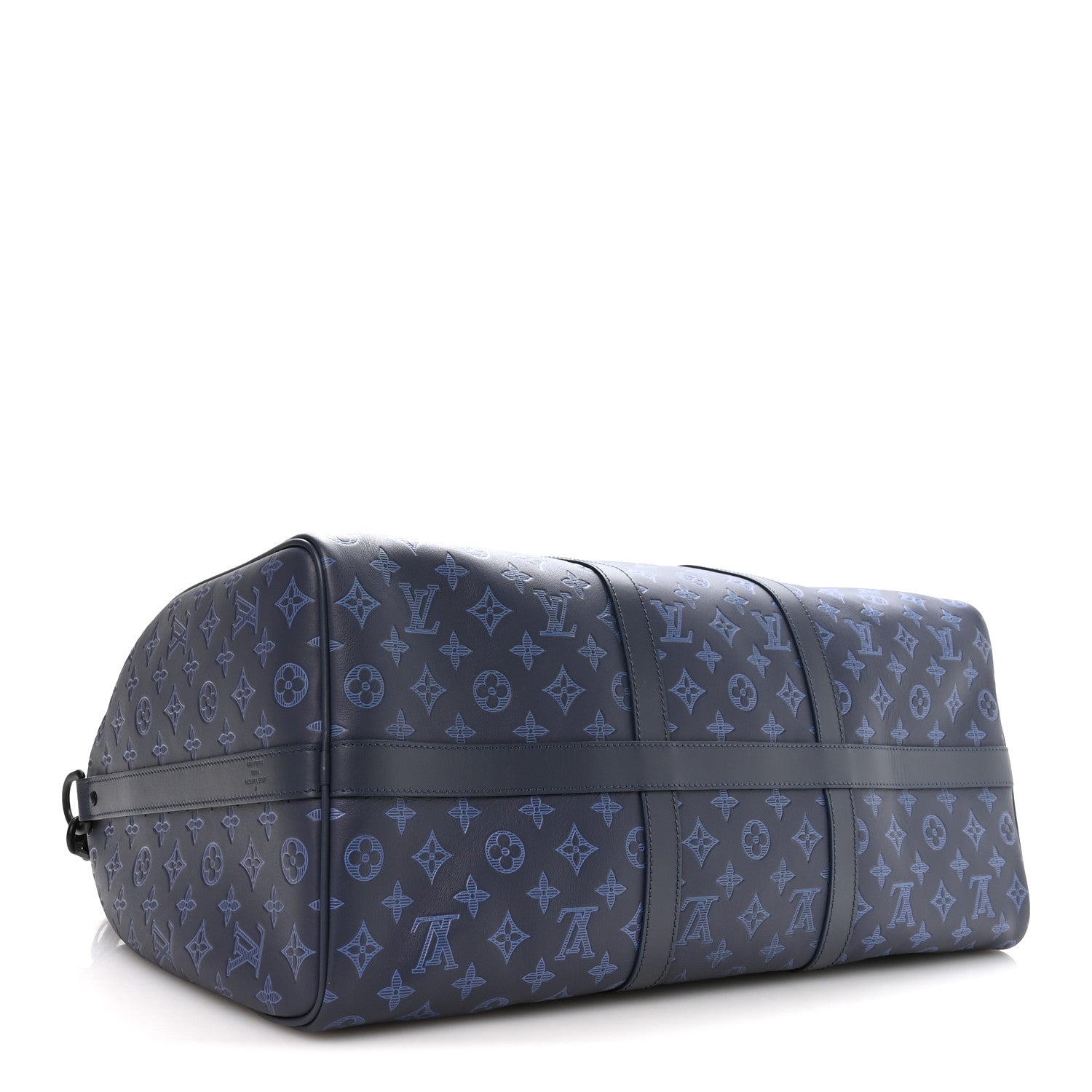 Louis Vuitton Calfskin Monogram Shadow Keepall Bandouliere 50 Navy 3 of 8