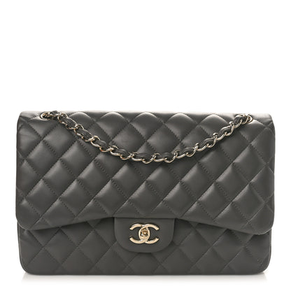 Chanel Lambskin Quilted Jumbo Double Flap Grey 1 of 9