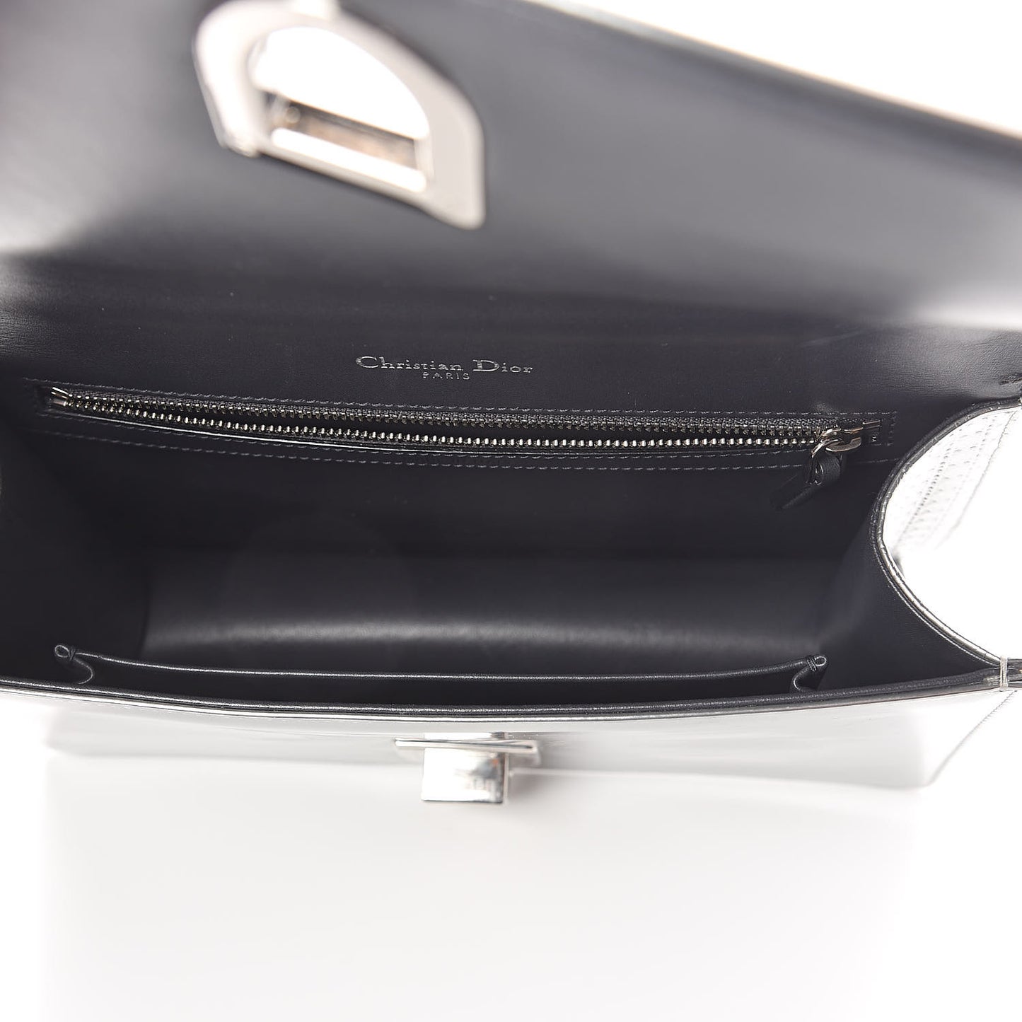Metallic Patent Micro-Cannage Medium Diorama Flap Bag Silver