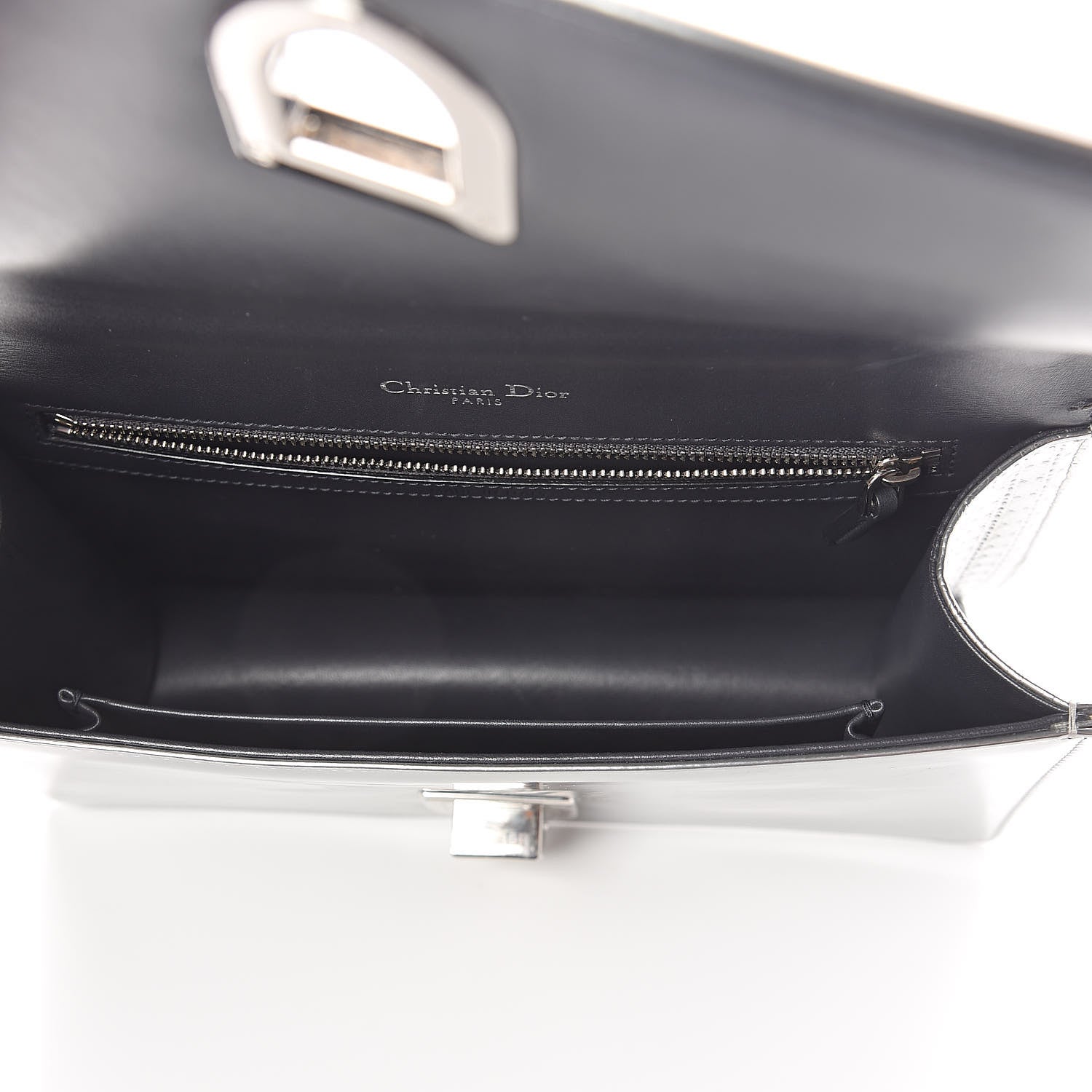 Christian Dior Metallic Patent Micro-Cannage Medium Diorama Flap Bag Silver 5 of 8