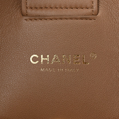 Chanel Calfskin Quilted Chain Shopping Tote Beige 6 of 10