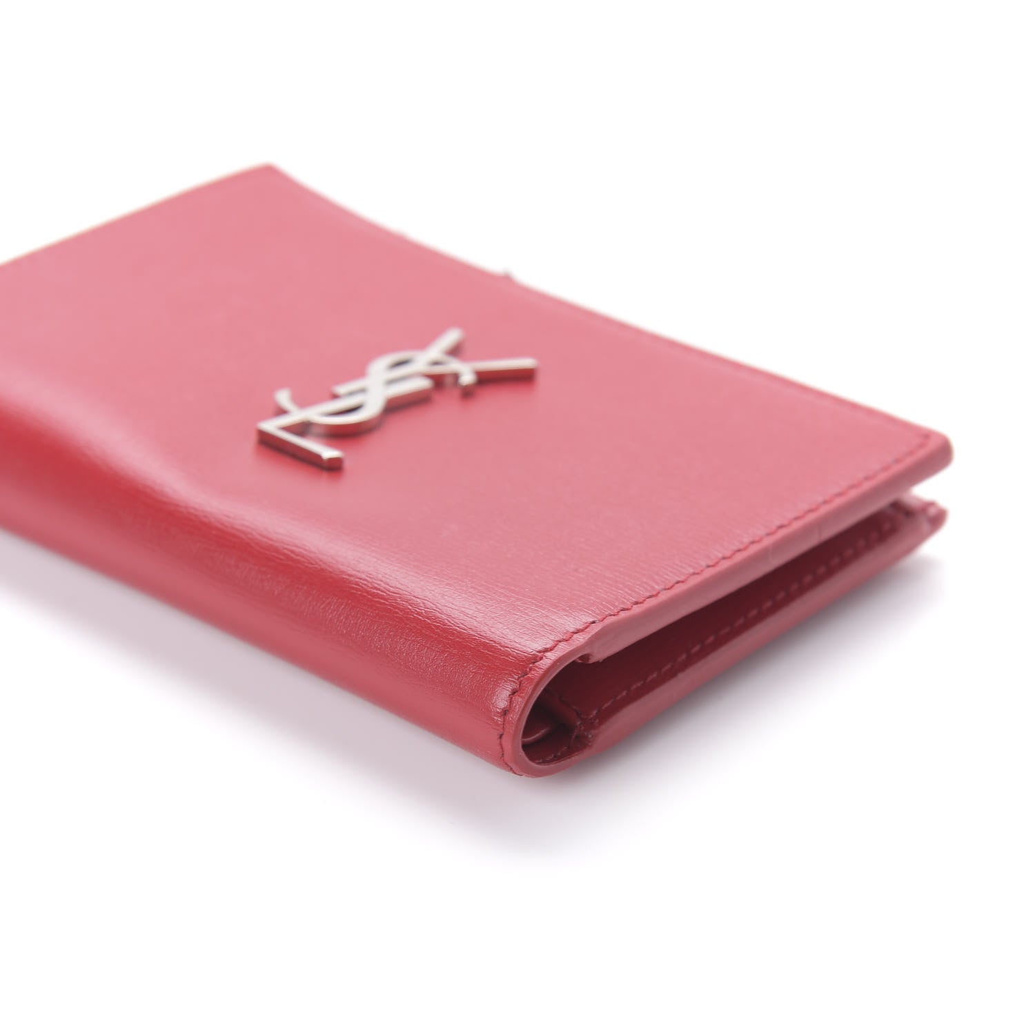 Saint Laurent Smooth Calfskin Monogram Zipped Two-Part Wallet Red 7 of 10