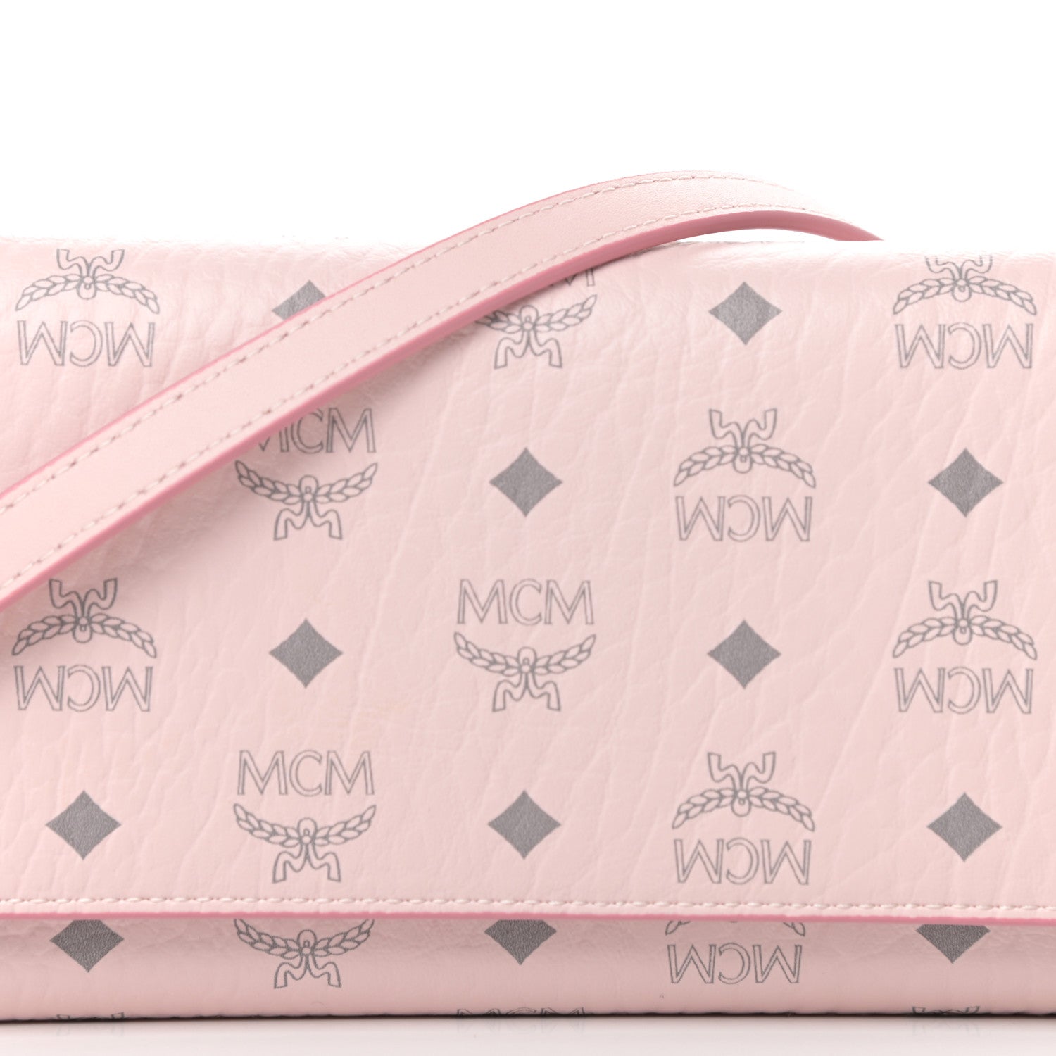 MCM Visetos Chain Wallet Crossbody Soft Pink 9 of 9