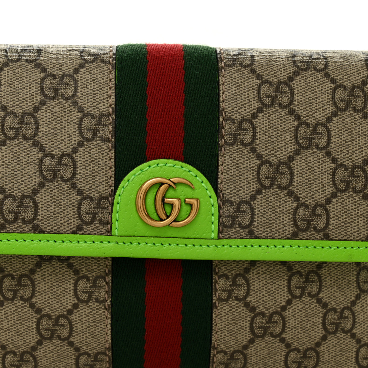 Gucci Beige/Brown GG Supreme Belt Bag with Green-Red Web Gucci GG Supreme Monogram Web Small Ophidia Belt Bag Beige  main image 3