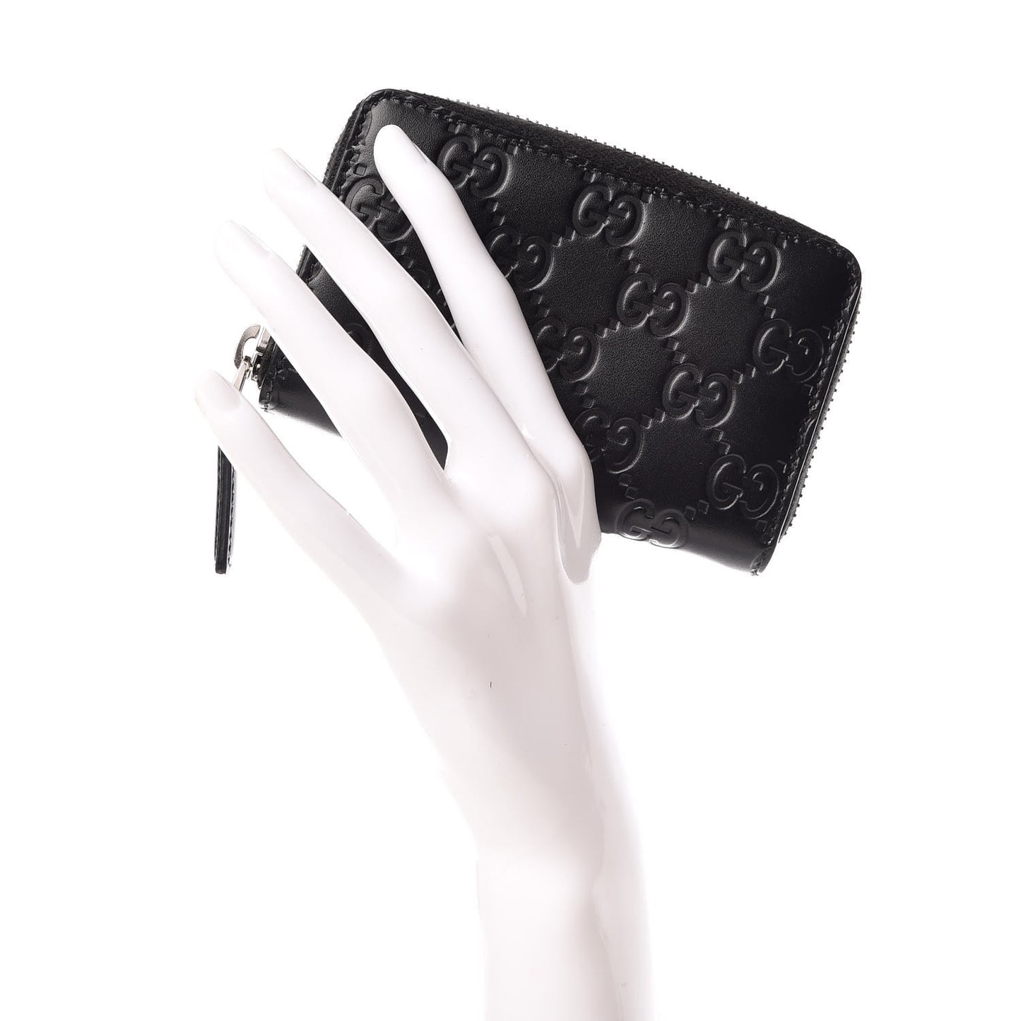 Guccissima Zip Around Card Case Black
