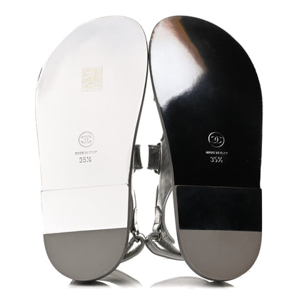 Chanel Laminated Calfskin Velcro Dad Sandals 35.5 Silver 7 of 11