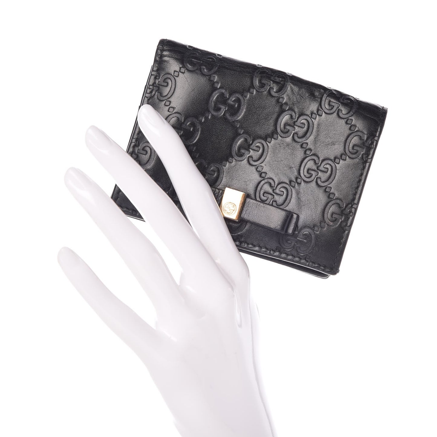 Guccissima Signature Bowy Card Case Wallet Black