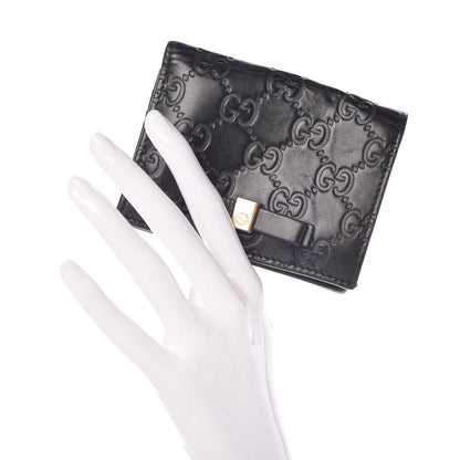 Gucci Guccissima Signature Bowy Card Case Wallet Black 2 of 11