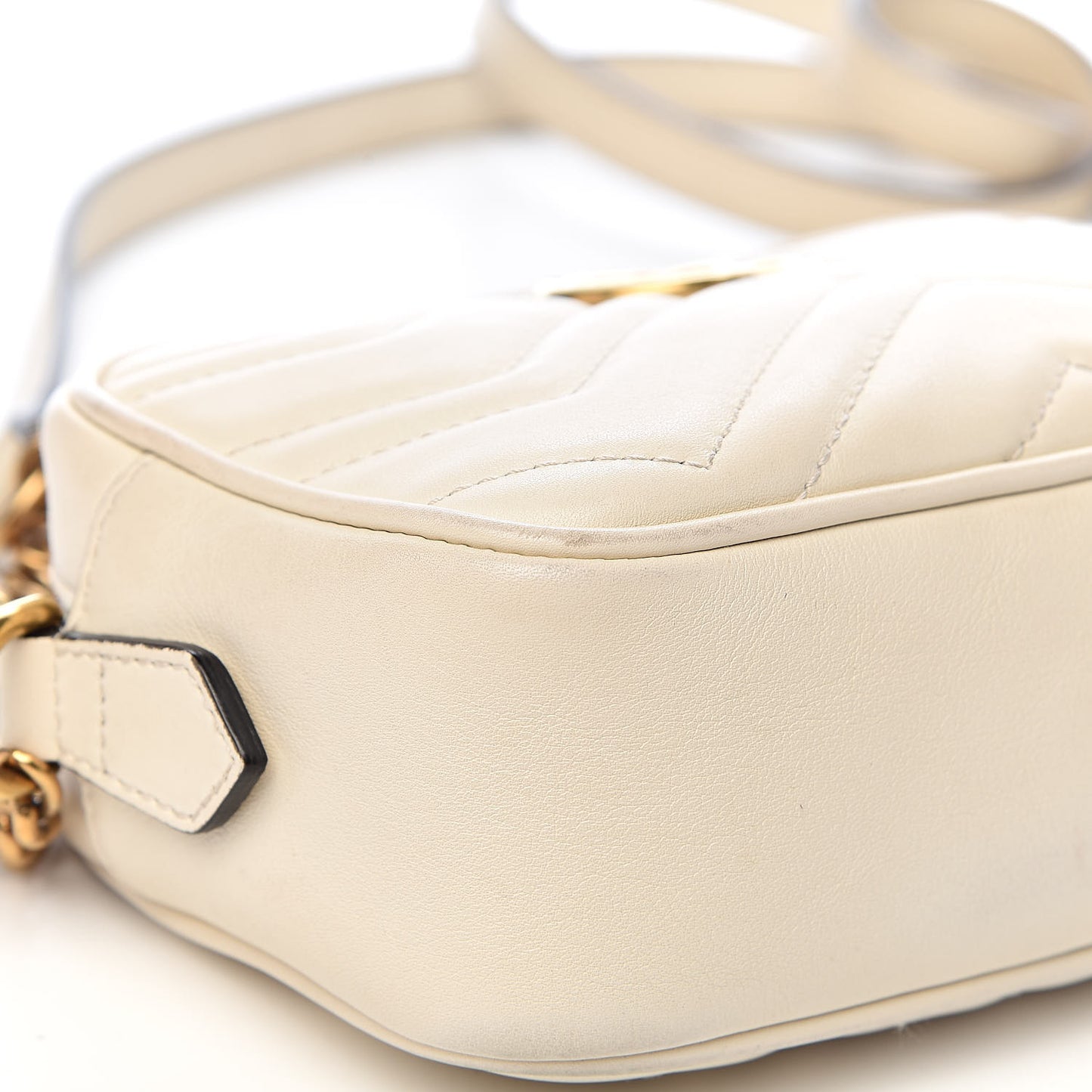 Calfskin Matelasse Mini GG Marmont Chain Shoulder Bag White
