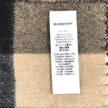 Burberry Cashmere Half Mega Check Monogram TB Reversible Fringe Scarf Black White 3 of 4