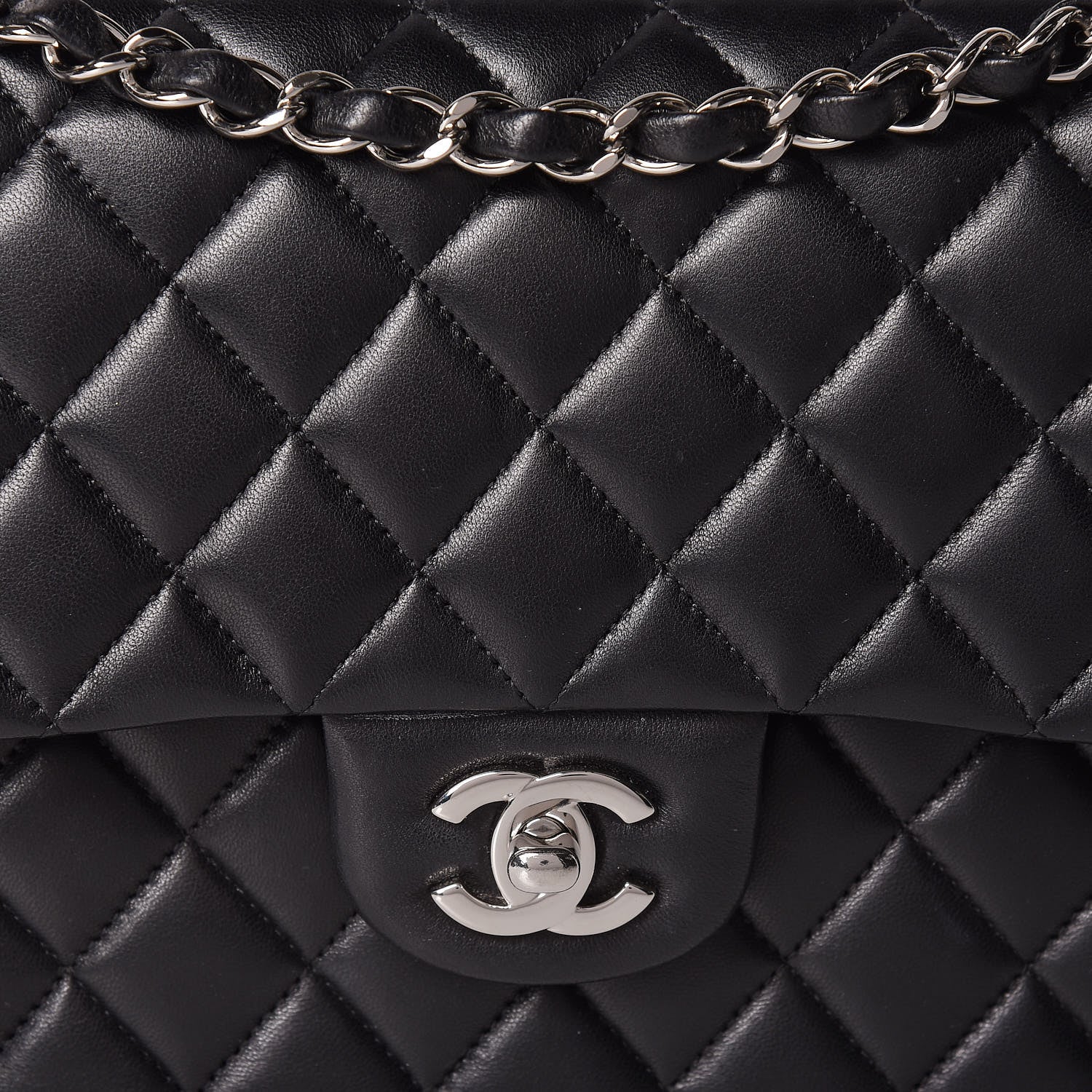 Chanel Lambskin Quilted Medium Double Flap Black 8 of 13