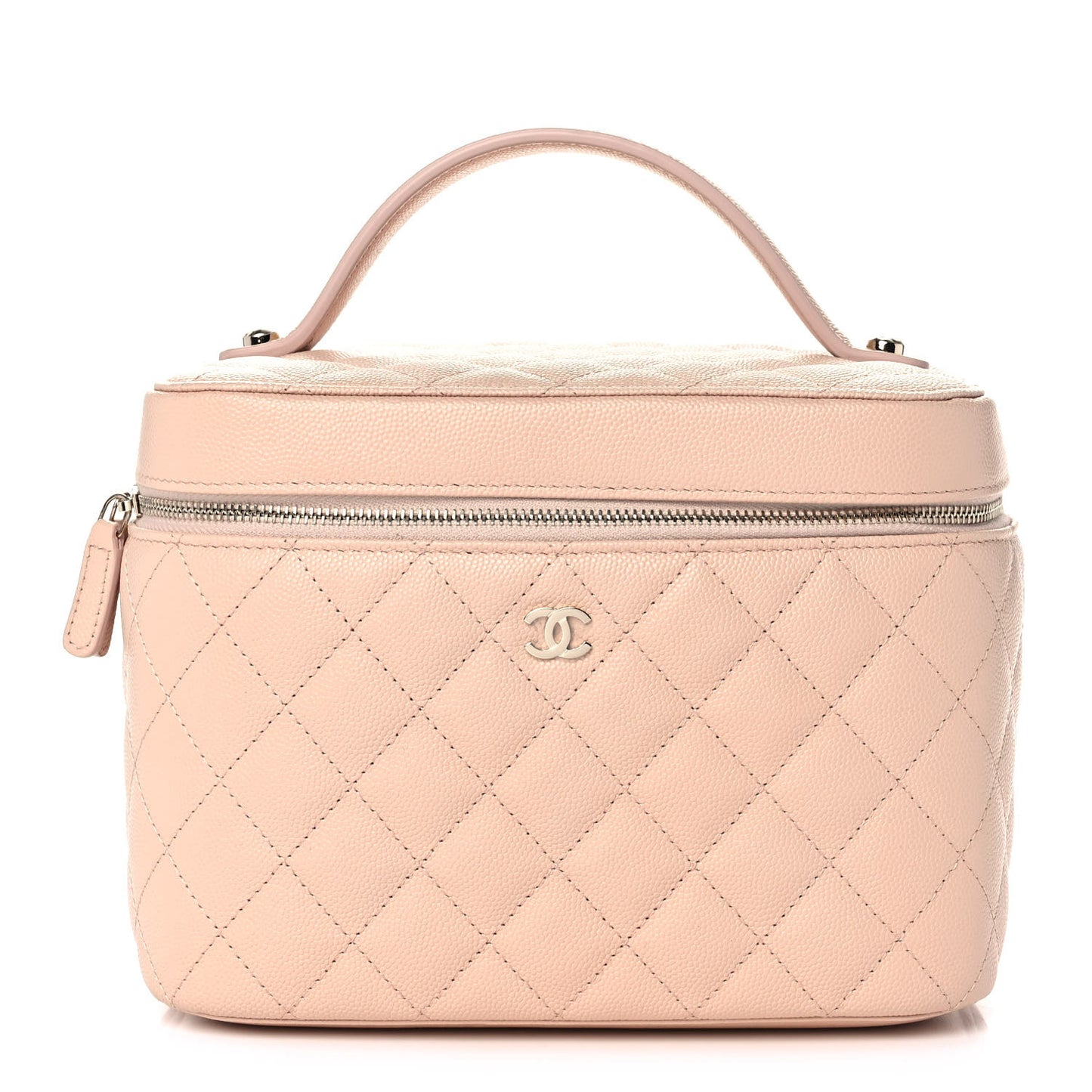 Caviar Quilted Large Vanity Pouch Light Beige