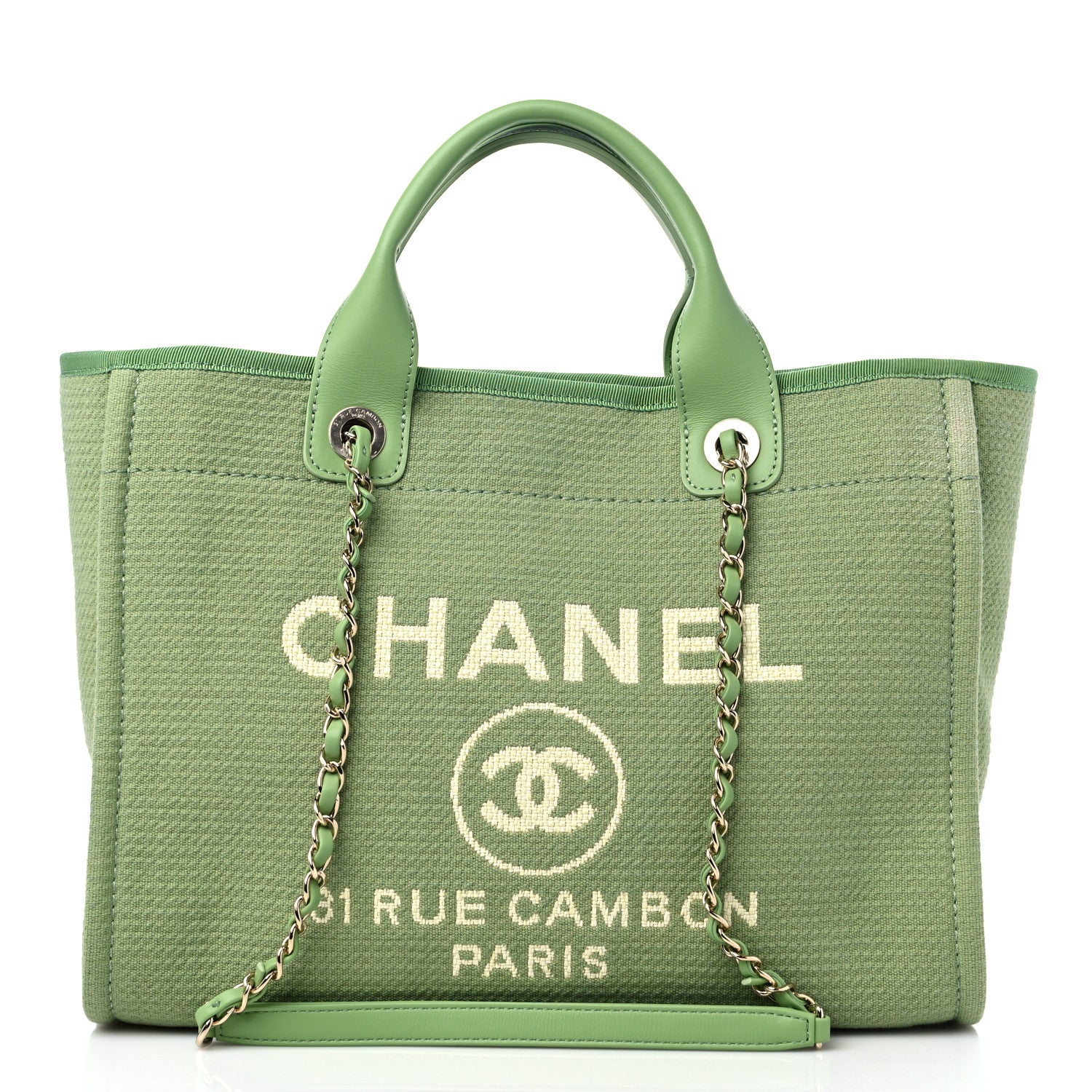 Chanel Mixed Fibers Small Deauville Tote Green 2 of 9