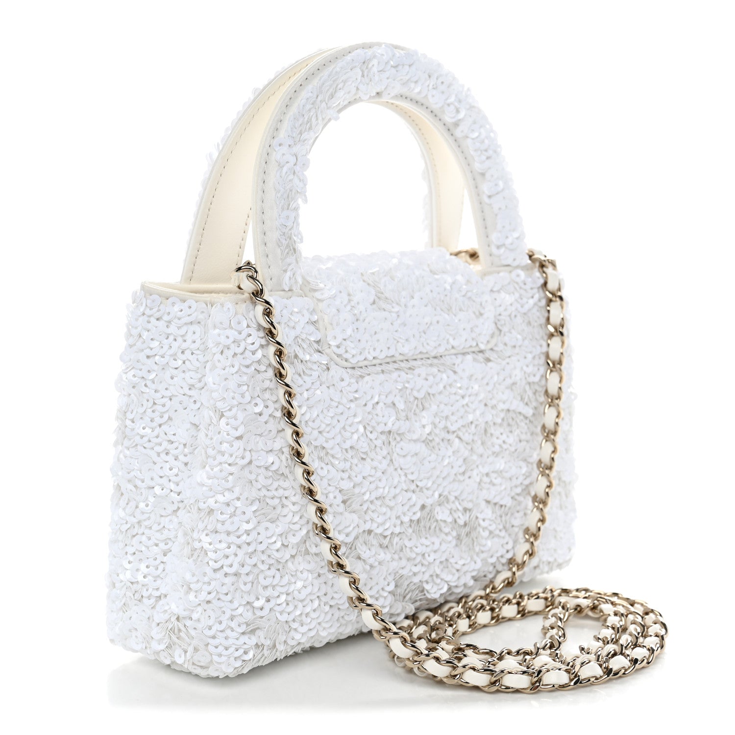 Chanel Sequin Nano Kelly Shopper White 3 of 11