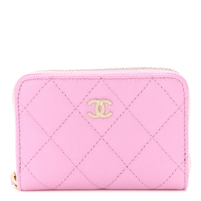 Chanel Caviar Quilted Zip Coin Purse Pink 1 of 10
