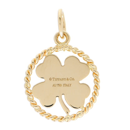 Tiffany 18K Yellow Gold Four Leaf Clover Round Charm 3 of 3