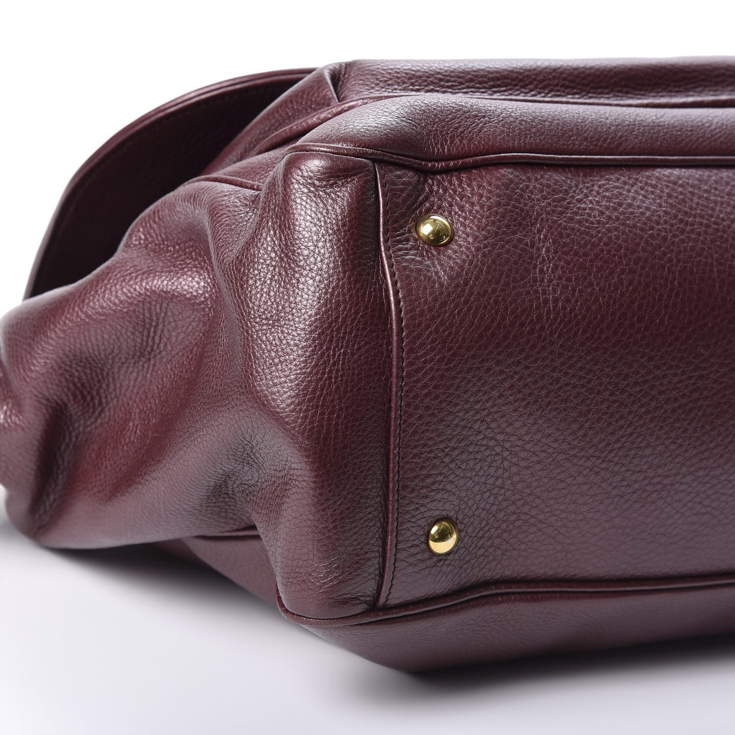 Metallic Pebbled Calfskin Medium 1973 Top Handle Satchel Burgundy