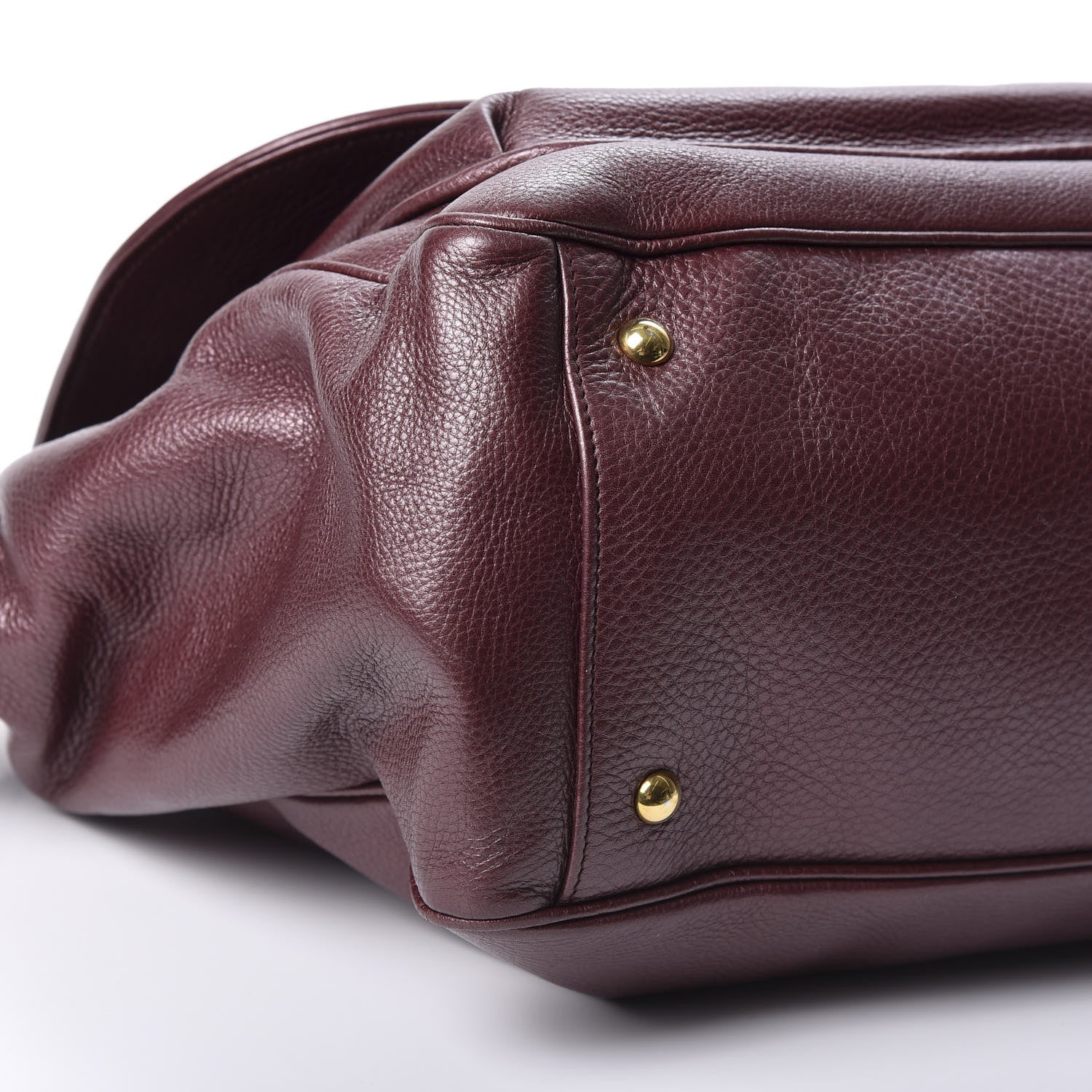 Gucci Metallic Pebbled Calfskin Medium 1973 Top Handle Satchel Burgundy 5 of 9