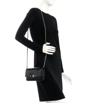 Chanel Patent Quilted Brilliant Wallet On Chain WOC Black 2 of 8