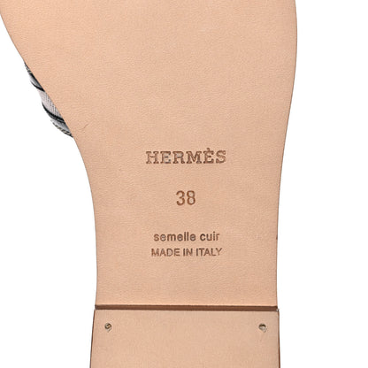 Hermes Calfskin Canvas Oran Sandals 38 Black 6 of 10