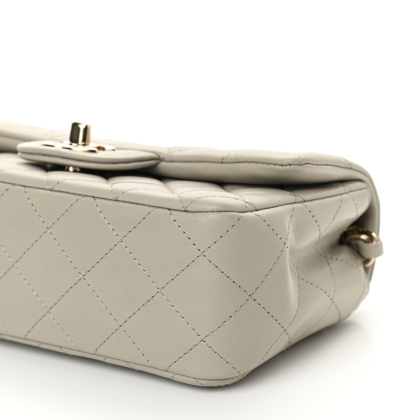 Lambskin Quilted Mini Rectangular Flap Grey