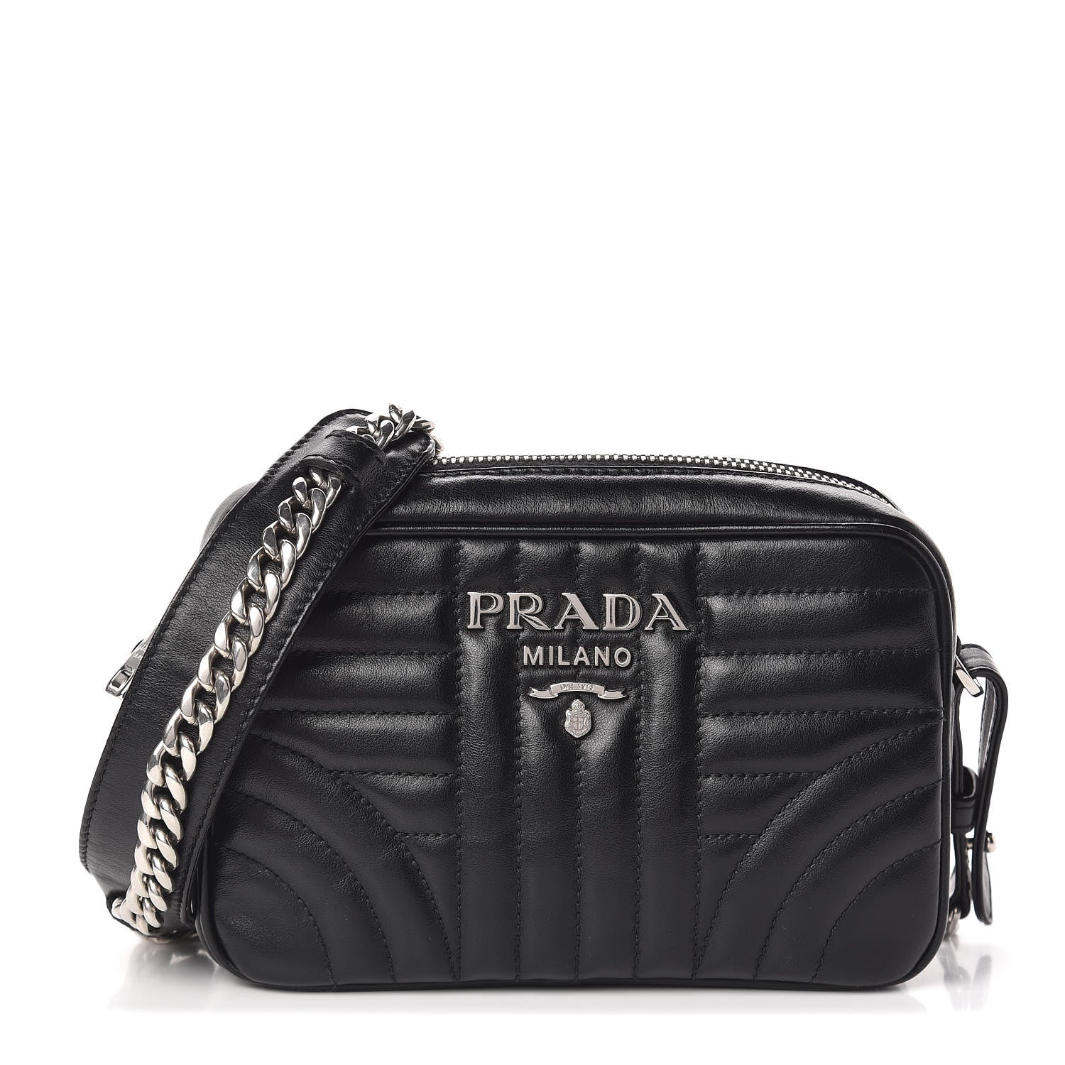 Prada Soft Calfskin Diagramme Crossbody Bag Black 1 of 9