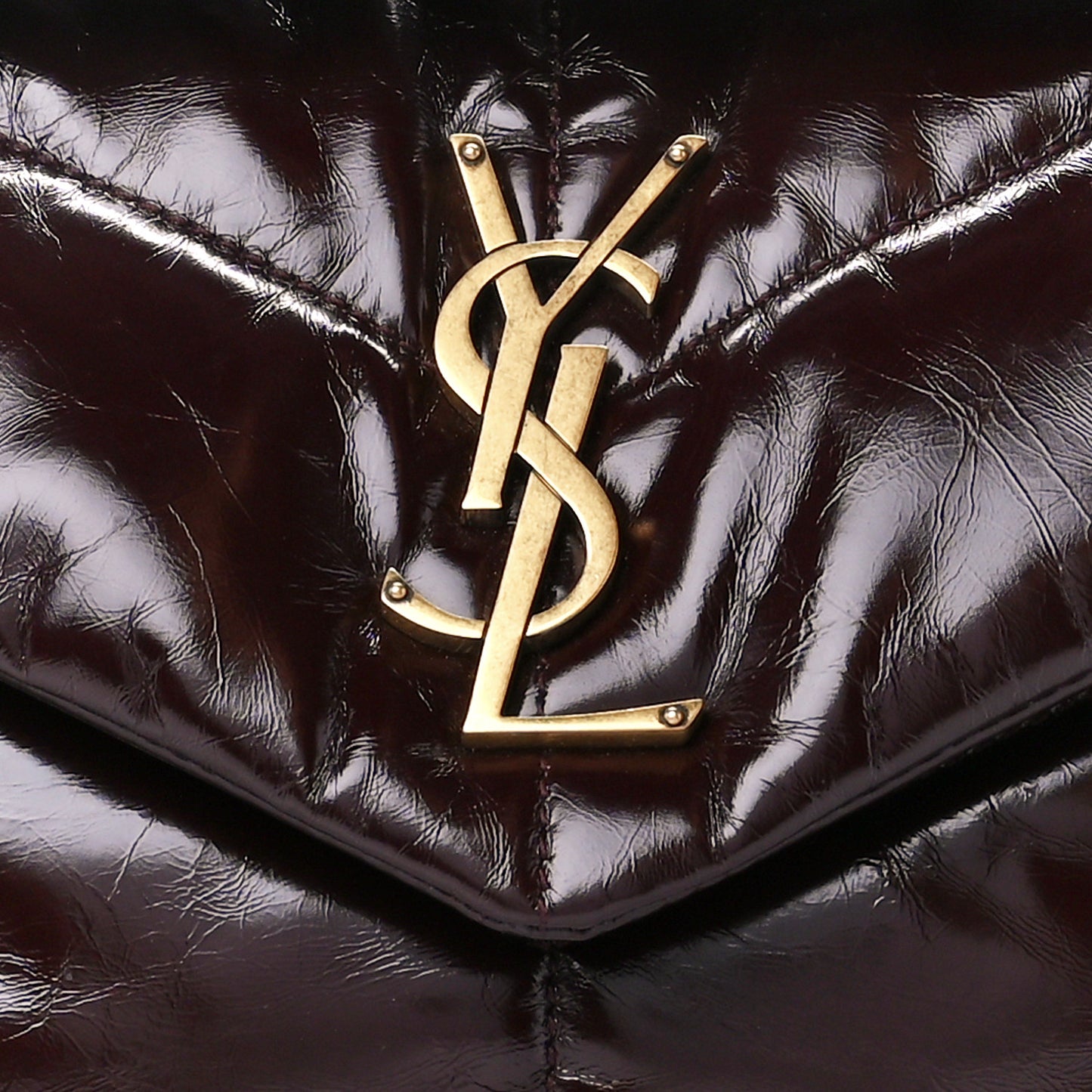 Patent Quilted Small Loulou Puffer Monogram Chain Satchel Barolo