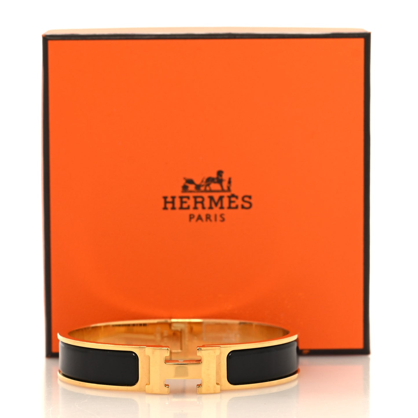 Enamel Narrow Clic Clac H Bracelet GM Black