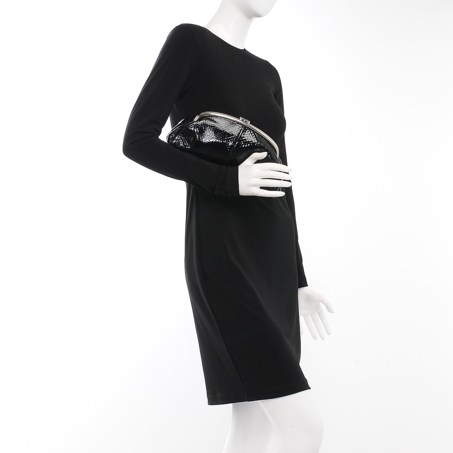 Glazed Python Timeless Clutch Black