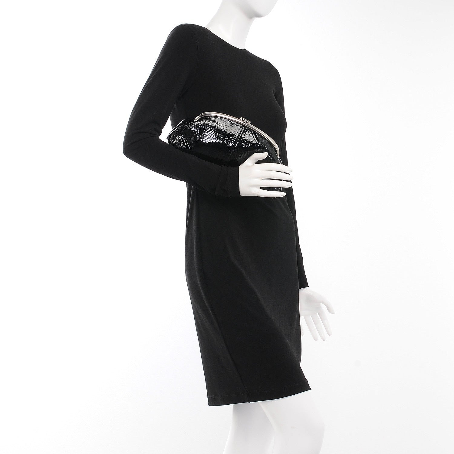Chanel Glazed Python Timeless Clutch Black 2 of 7
