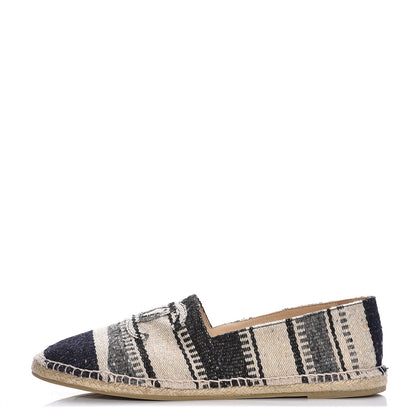 Chanel Toile Striped Espadrilles 45 Beige 1 of 11
