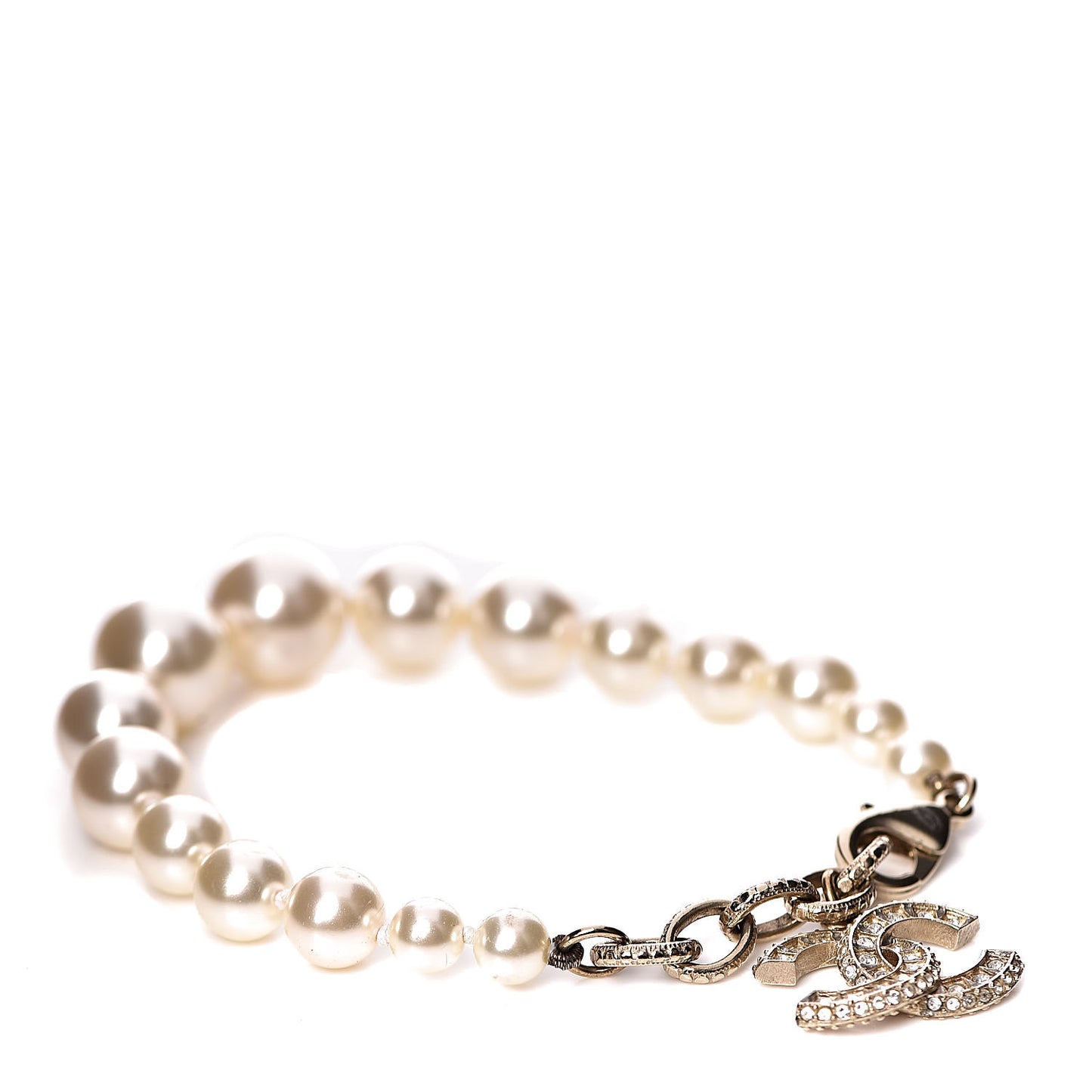 Pearl Crystal CC Bracelet Gold