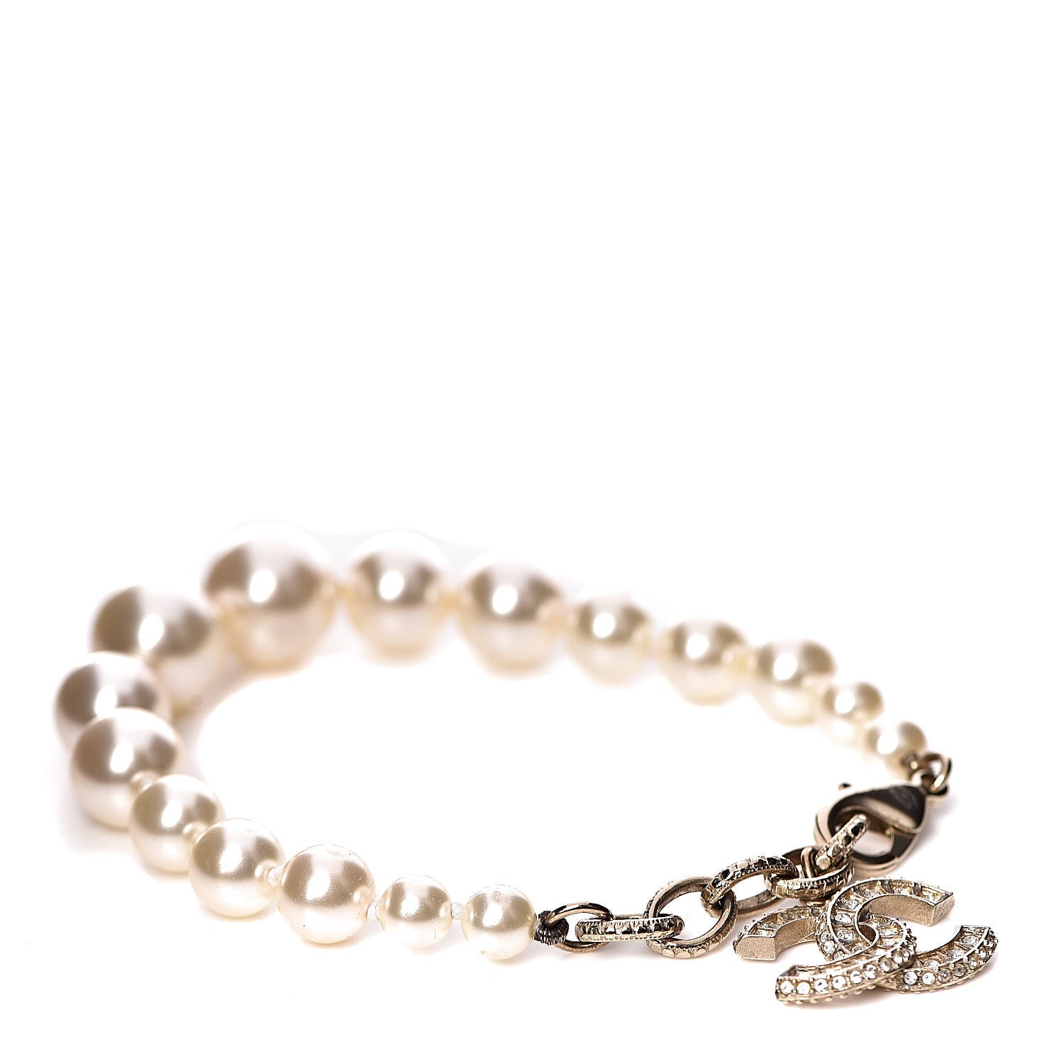 Chanel Pearl Crystal CC Bracelet Gold 1 of 5