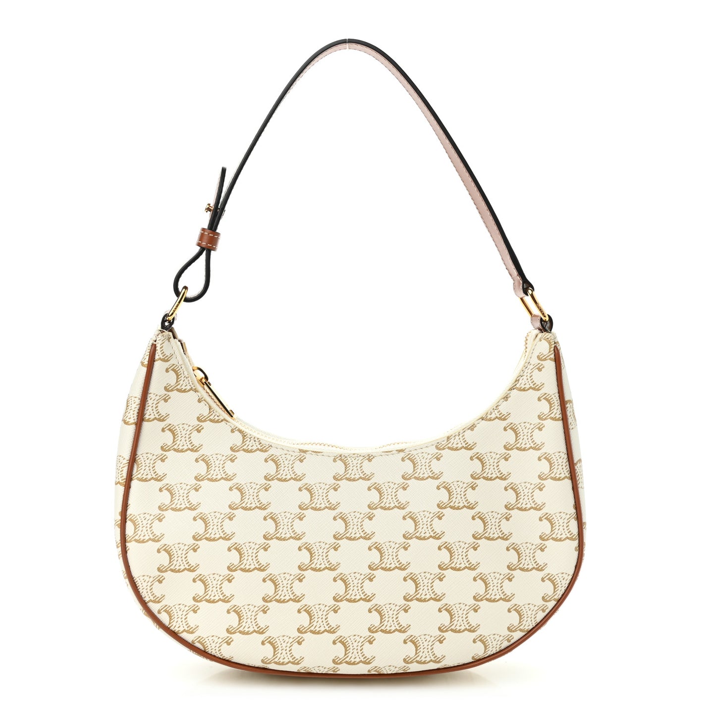 Canvas Calfskin Ava Triomphe Shoulder Bag White