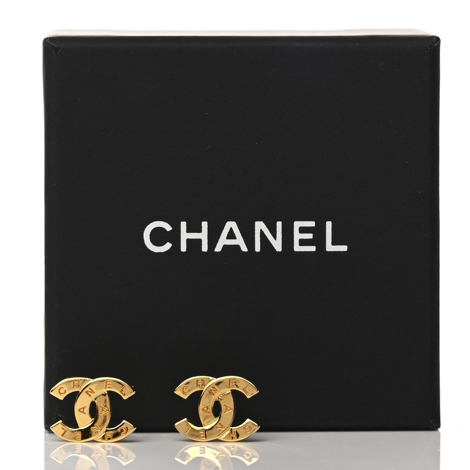 Chanel Metal CC Paris Button Stud Earrings Gold 5 of 5